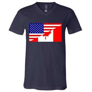 Canadian American USA Flag V-Neck T-Shirt