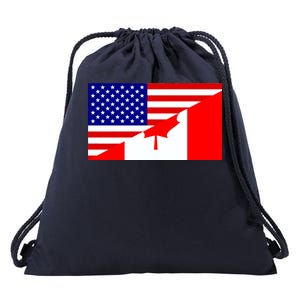 Canadian American USA Flag Drawstring Bag