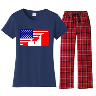 Canadian American USA Flag Women's Flannel Pajama Set