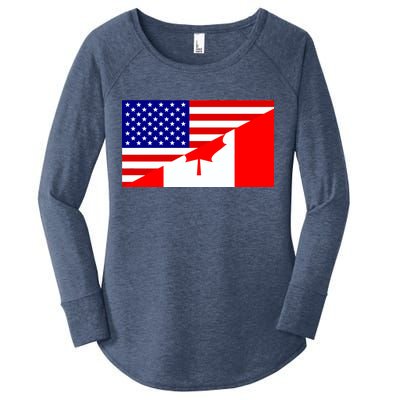 Canadian American USA Flag Women's Perfect Tri Tunic Long Sleeve Shirt