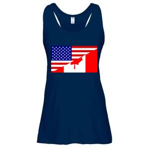 Canadian American USA Flag Ladies Essential Flowy Tank