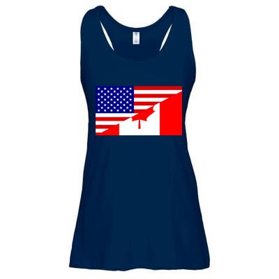 Canadian American USA Flag Ladies Essential Flowy Tank