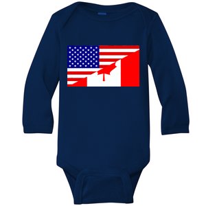 Canadian American USA Flag Baby Long Sleeve Bodysuit