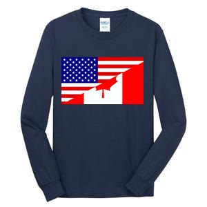 Canadian American USA Flag Tall Long Sleeve T-Shirt