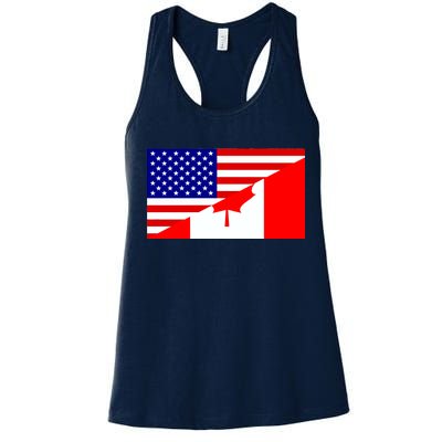 Canadian American USA Flag Women's Racerback Tank