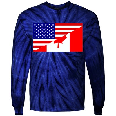 Canadian American USA Flag Tie-Dye Long Sleeve Shirt