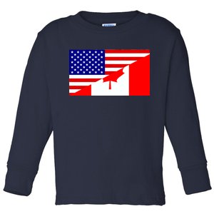 Canadian American USA Flag Toddler Long Sleeve Shirt