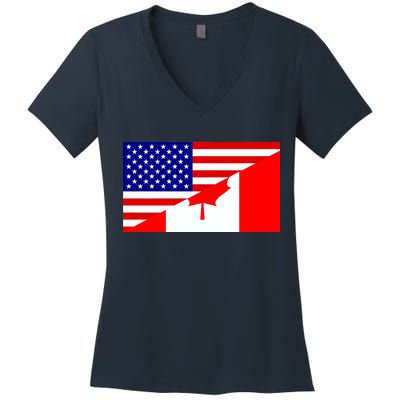 Canadian American USA Flag Women's V-Neck T-Shirt