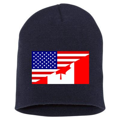 Canadian American USA Flag Short Acrylic Beanie