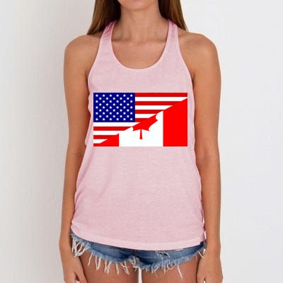 Canadian American USA Flag Women's Knotted Racerback Tank