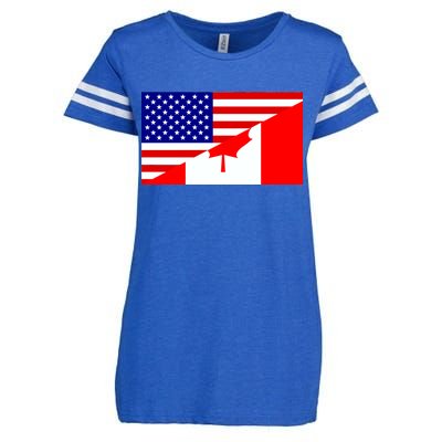 Canadian American USA Flag Enza Ladies Jersey Football T-Shirt