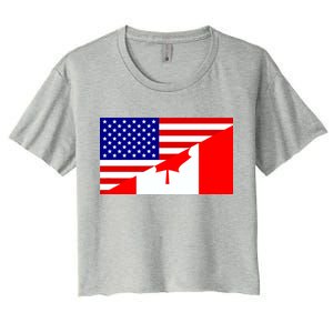 Canadian American USA Flag Women's Crop Top Tee