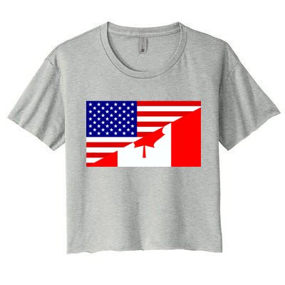 Canadian American USA Flag Women's Crop Top Tee