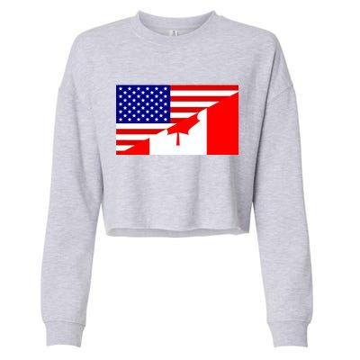 Canadian American USA Flag Cropped Pullover Crew