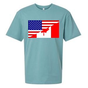 Canadian American USA Flag Sueded Cloud Jersey T-Shirt