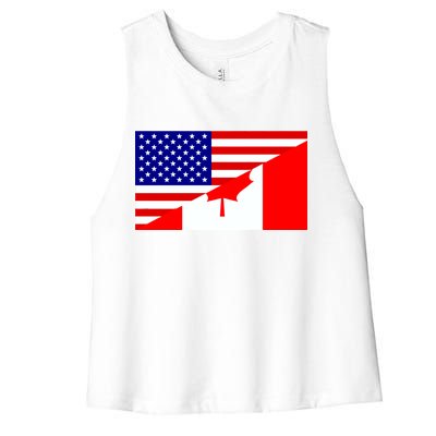 Canadian American USA Flag Women's Racerback Cropped Tank