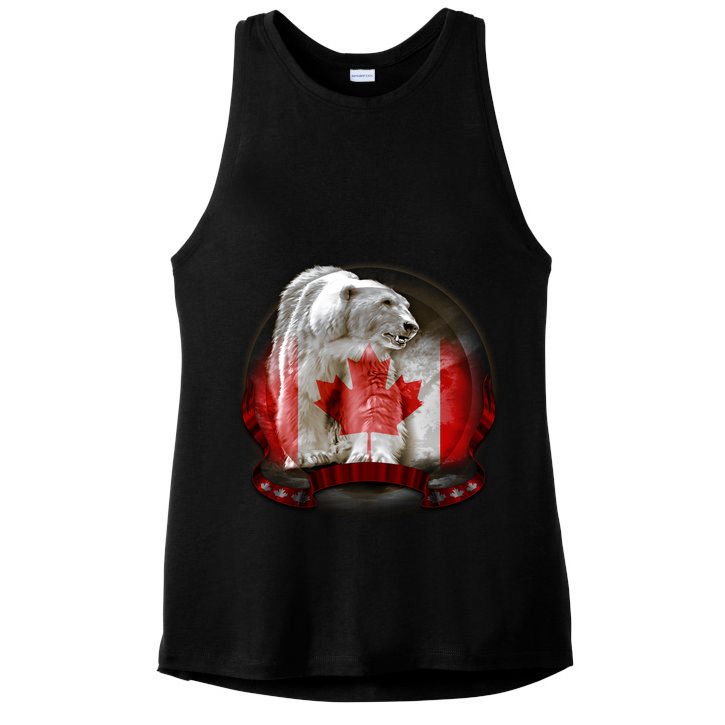 Canadian Polar Bear Wildlife Ladies PosiCharge Tri-Blend Wicking Tank