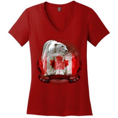 Canadian Polar Bear Wildlife Women's V-Neck T-Shirt