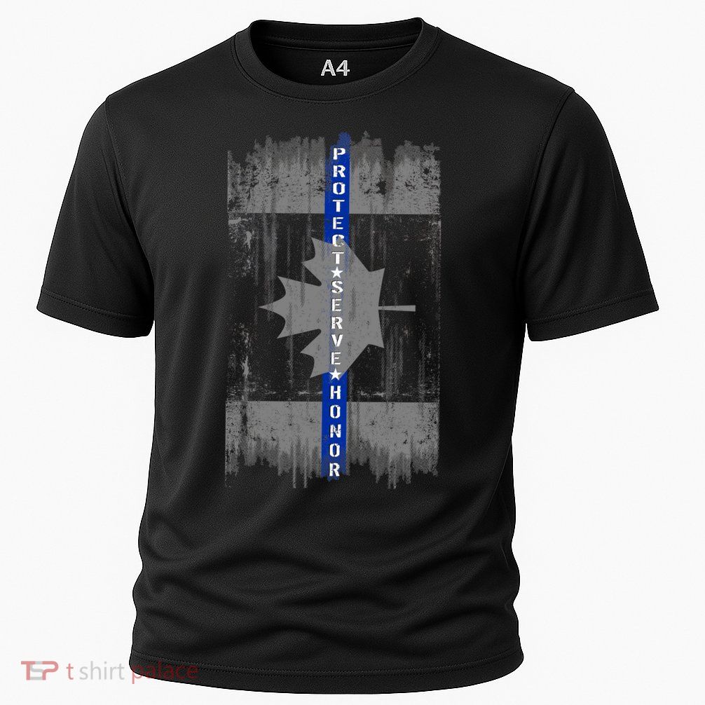 Canadian Vintage Flag Police Blue Stripe Line Performance Shirt