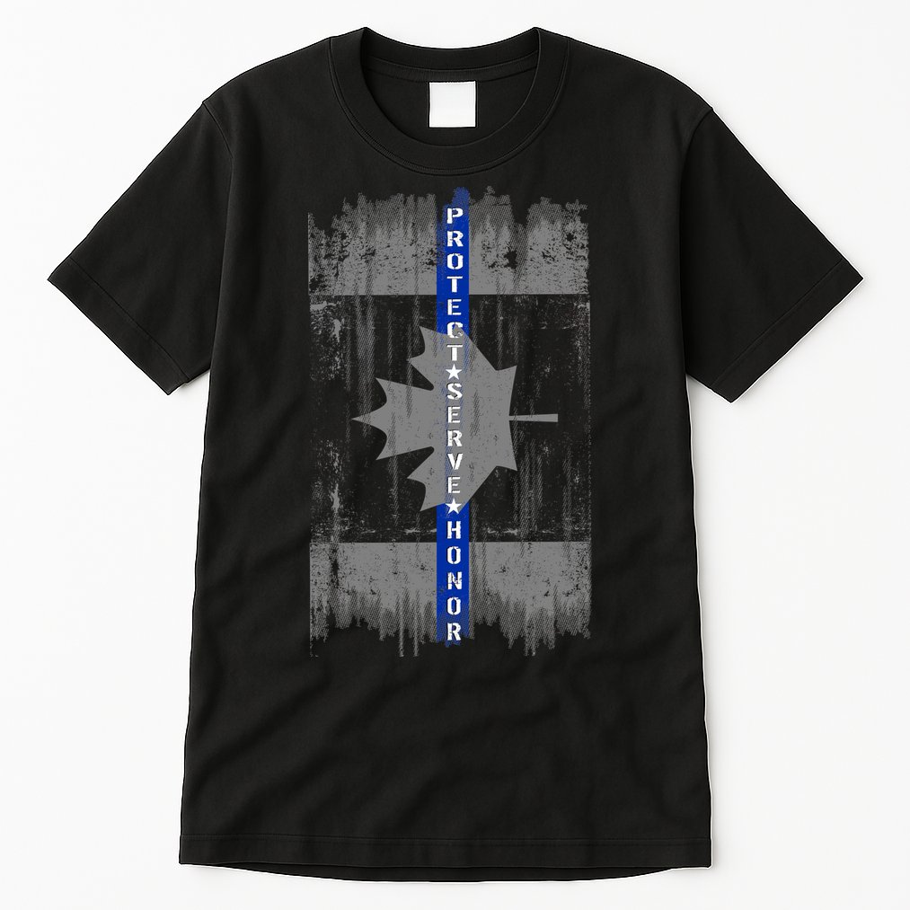 Canadian Vintage Flag Police Blue Stripe Line Tall T-Shirt
