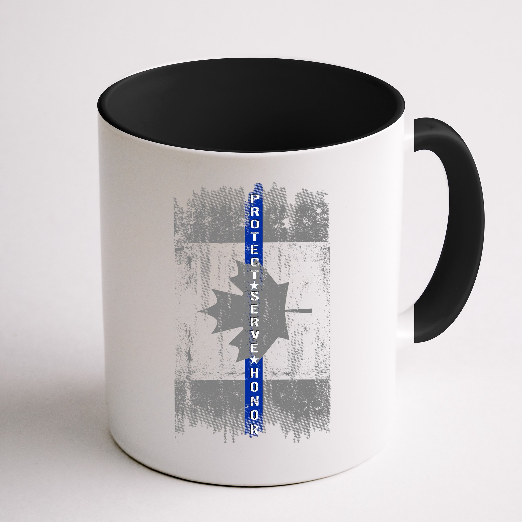 Canadian Vintage Flag Police Blue Stripe Line Mug