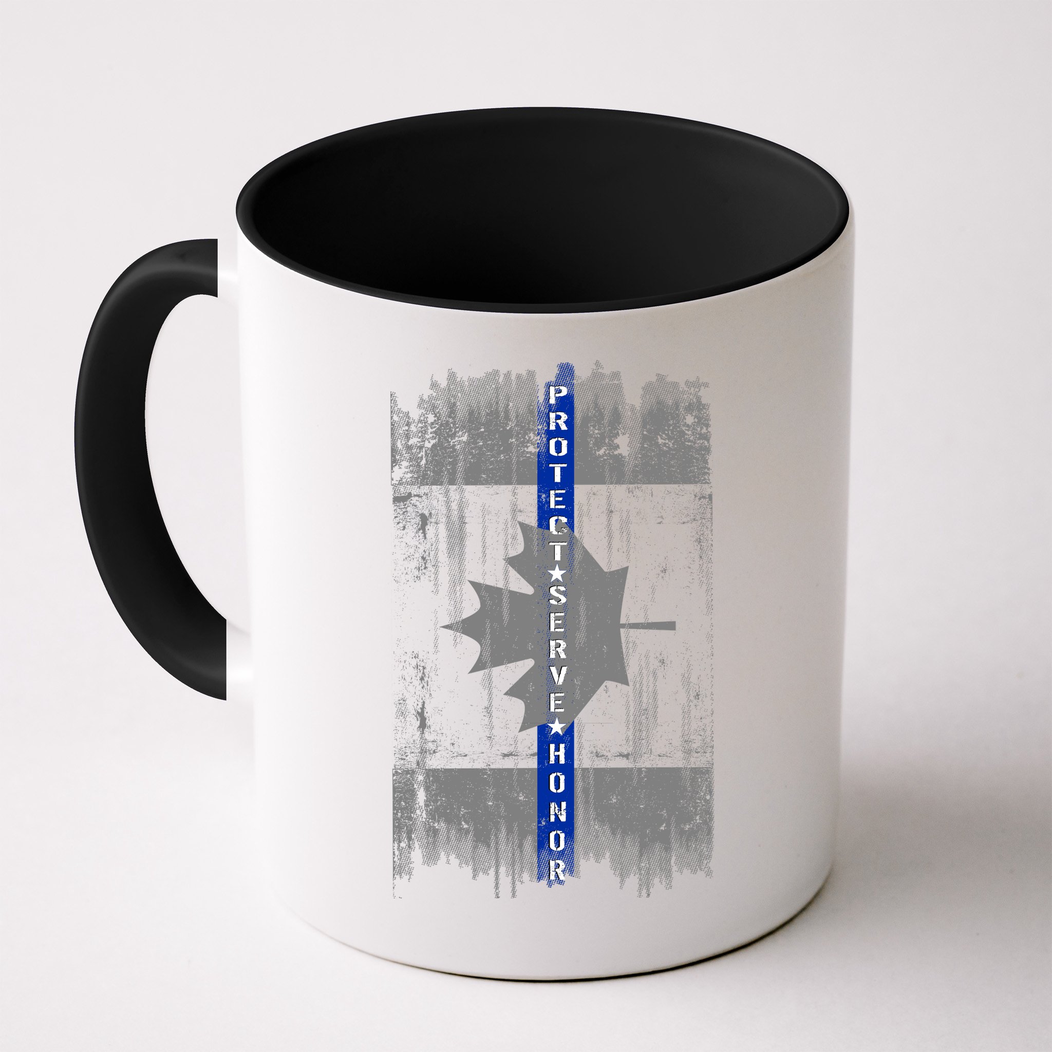 Canadian Vintage Flag Police Blue Stripe Line Mug