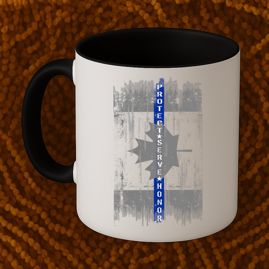 Canadian Vintage Flag Police Blue Stripe Line Mug
