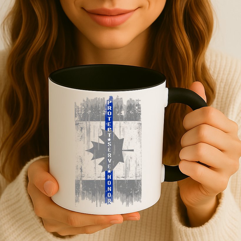 Canadian Vintage Flag Police Blue Stripe Line Mug