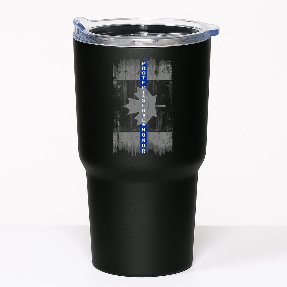 Canadian Vintage Flag Police Blue Stripe Line Tumbler