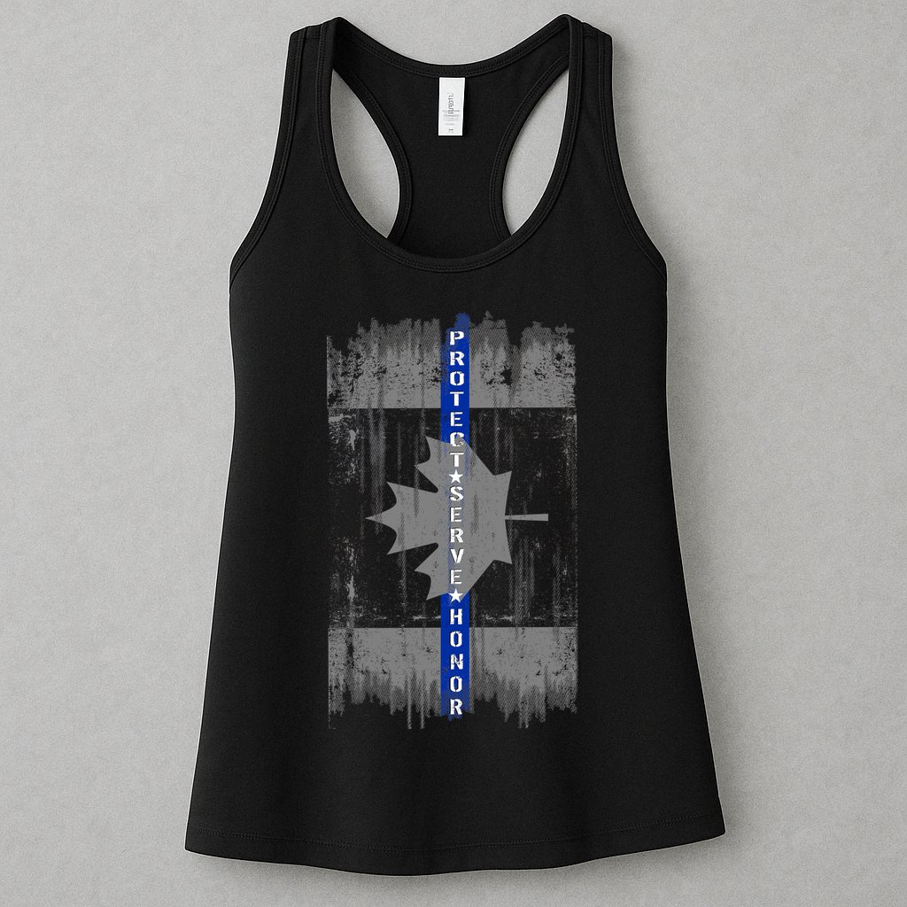 Canadian Vintage Flag Police Blue Stripe Line Womens Tank Top