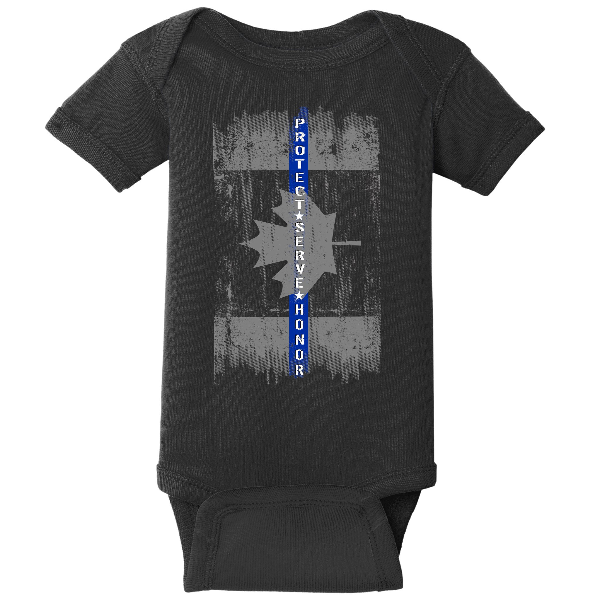 Canadian Vintage Flag Police Blue Stripe Line Baby Bodysuit