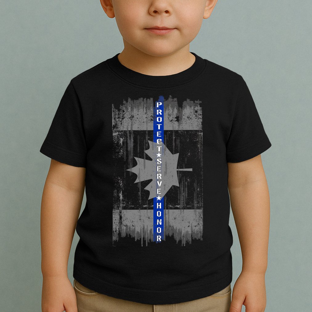 Canadian Vintage Flag Police Blue Stripe Line Toddler T-Shirt