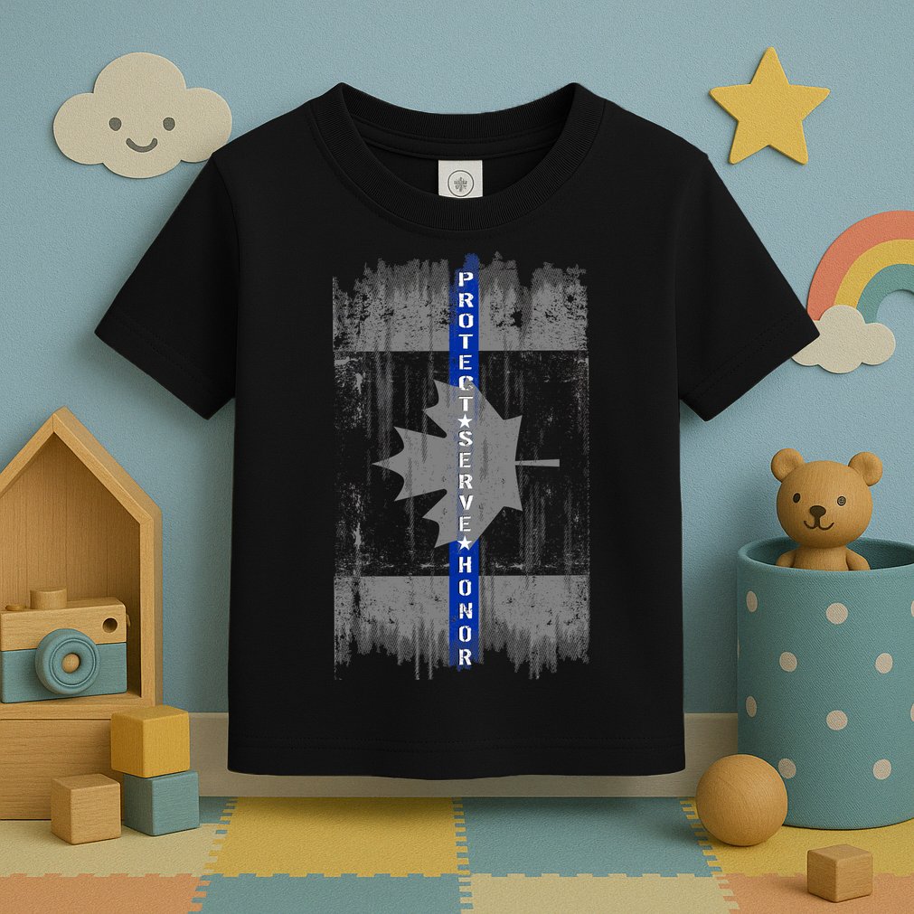 Canadian Vintage Flag Police Blue Stripe Line Toddler T-Shirt