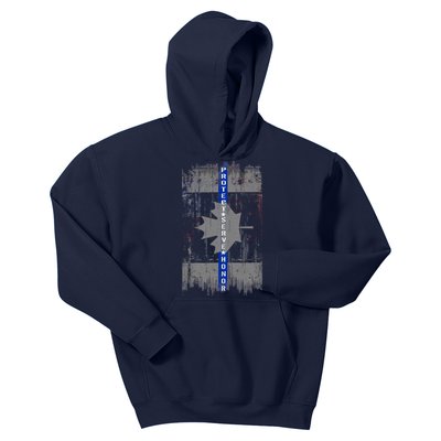 Canadian Vintage Flag Police Blue Stripe Line Kids Hoodie