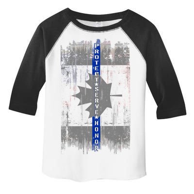 Canadian Vintage Flag Police Blue Stripe Line Toddler Fine Jersey T-Shirt