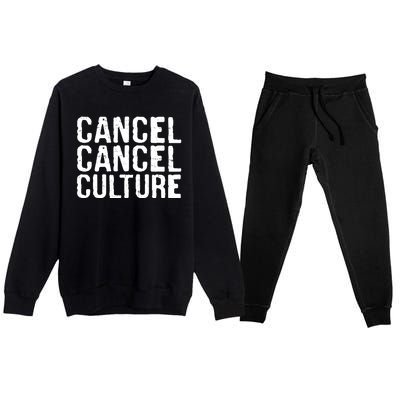 Cancel Cancel Culture Distressed Premium Crewneck Sweatsuit Set