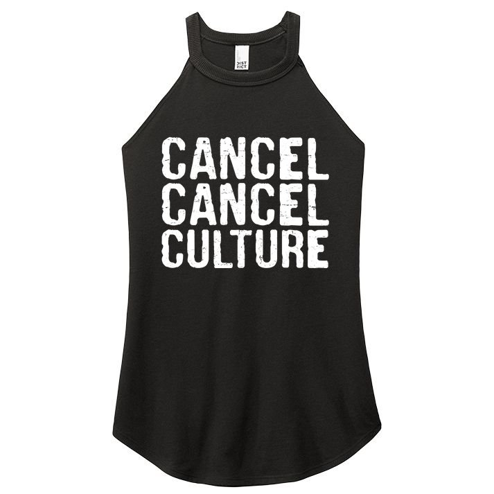 Cancel Cancel Culture Distressed Women's Perfect Tri Rocker Tank