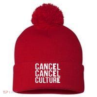 Cancel Cancel Culture Distressed Pom Pom 12in Knit Beanie