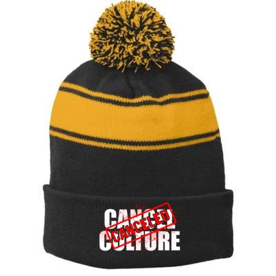 Cancel Culture Canceled Stamp Stripe Pom Pom Beanie