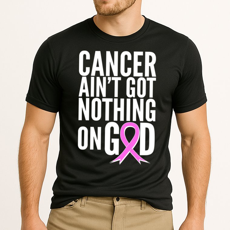 Cancer Ain't Got Nothing on God Breast Cancer Awareness Cooling Performance Crew T-Shirt