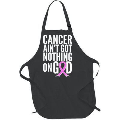 Cancer Ain't Got Nothing on God Breast Cancer Awareness Full-Length Apron With Pockets