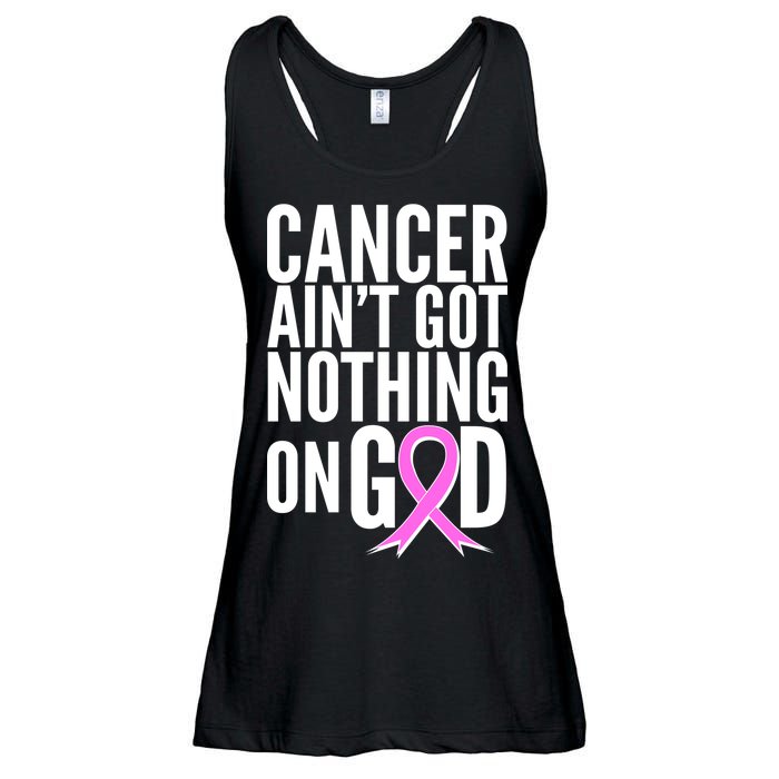 Cancer Ain't Got Nothing on God Breast Cancer Awareness Ladies Essential Flowy Tank