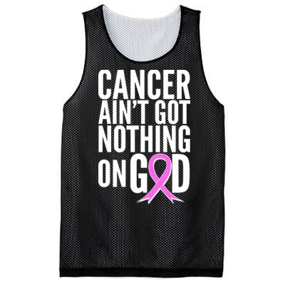 Cancer Ain't Got Nothing on God Breast Cancer Awareness Mesh Reversible Basketball Jersey Tank