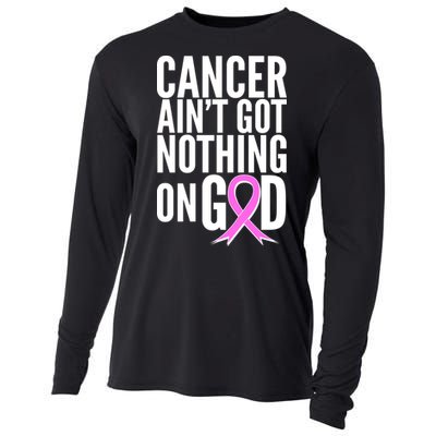 Cancer Ain't Got Nothing on God Breast Cancer Awareness Cooling Performance Long Sleeve Crew