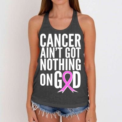 Cancer Ain't Got Nothing on God Breast Cancer Awareness Women's Knotted Racerback Tank