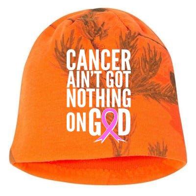 Cancer Ain't Got Nothing on God Breast Cancer Awareness Kati - Camo Knit Beanie