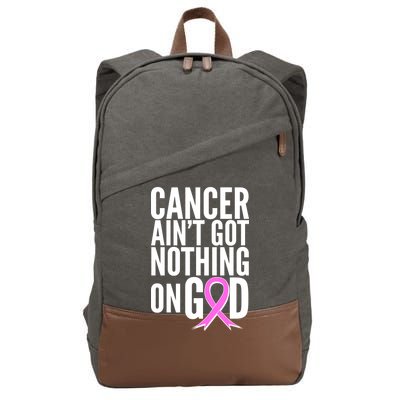 Cancer Ain't Got Nothing on God Breast Cancer Awareness Cotton Canvas Backpack