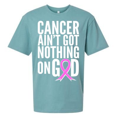 Cancer Ain't Got Nothing on God Breast Cancer Awareness Sueded Cloud Jersey T-Shirt