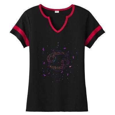 Cancer Floral Zodiac Ladies Halftime Notch Neck Tee