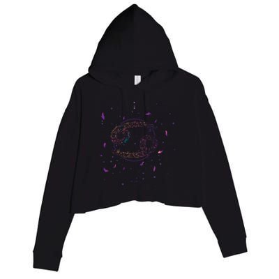 Cancer Floral Zodiac Crop Fleece Hoodie